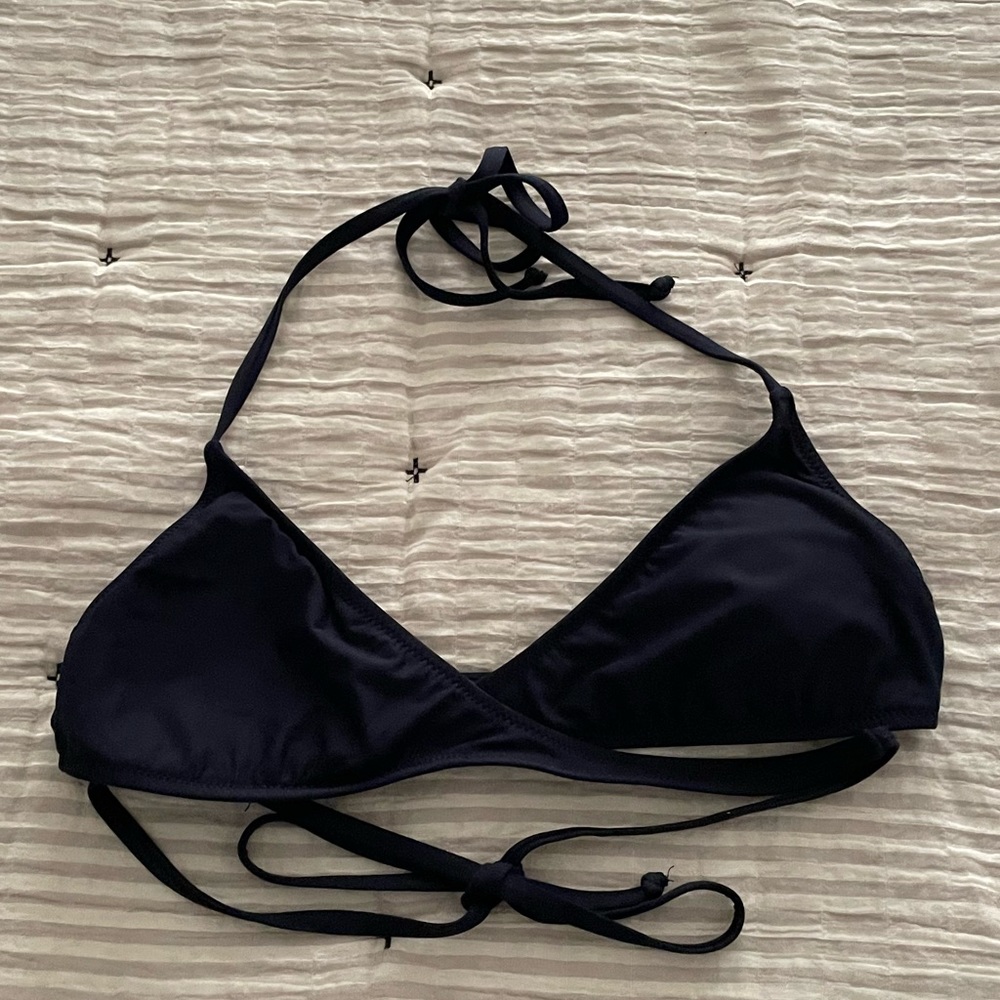 Jcrew Navy front cross halter neck tie back bikini